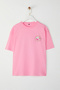 Açık Pembe %100 Pamuk Oversize/Geniş Kalıp Ön Arka Baskılı  Örme T-Shirt TWOSS25TS00077 - 6