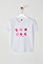 Beyaz Çilek Baskılı Fitted/Vücuda Oturan Baskılı Örme T-Shirt TWOSS25TS00082 - 9