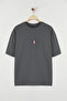 Antrasit Oversize/Geniş Kesim Penguen Nakışlı %100 Pamuklu T-Shirt TMNSS23TS00243 - 3
