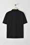 Siyah Oversize/Geniş Kesim Cep Detaylı Dokulu Polo Yaka T-shirt - 6