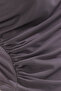 Antrasit Drape Detaylı Fitted/Vücuda Oturan Kısa Kollu Dik Yaka Esnek Örme Bluz TWOSS24BZ00426 - 4