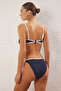 Koyu Lacivert Renk Bloklu Biyeli Straplez Kaplı Brazilian Normal Bel Bikini Takımı TBESS25BT00017 - 5