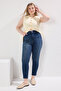 Mavi Yüksek Bel Dar Paça Esnek/Stretch Büyük Beden Skinny Jeans TBBAW23CJ00059 - 2