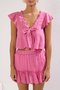 Fuchsia Ruffle Blouse Skirt Set Tbess25Au00018 - 3