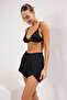 Black Woven Slit Beach Shorts Tbess25Sr00002 - 2