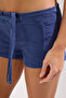 Blue Woven Tie-Up Denim Shorts Tbess25Sr00003 - 4