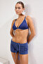 Blue Woven Tie-Up Denim Shorts Tbess25Sr00003