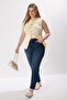 Mavi Yüksek Bel Dar Paça Esnek/Stretch Büyük Beden Skinny Jeans TBBAW23CJ00059