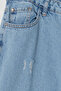 Buz Mavi Yüksek Bel Destroylu Geniş Paça/Wide Leg %100 Pamuk Non-Stretch Jeans TBBSS22JE00006 - 6