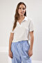 White Polo Collar Regular/Standard Fit Wrap Knitted Blouse Twoss25Go00105 - 2