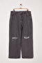 Gri Yüksek Bel Destroylu Geniş Paça/Wide Leg %100 Pamuk Non-Stretch Jeans TBBSS22JE00006 - 5