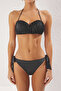 Antrasit Simli Drapeli Straplez Kaplı Regular Normal Bel Bikini Takımı TBESS25BT00097 - 3