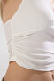 Ecru Halter Bodysitting Crop Stretchy Knitted Blouse Twoss24Bz00061 - 4