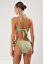 Yağ Yeşili Simli Drapeli Straplez Kaplı Regular Normal Bel Bikini Takımı TBESS25BT00097 - 4