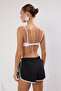 Siyah Dokuma Biyeli Plaj Mini Normal Bel Şort & Bermuda TBESS25SR00010 - 4