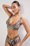 Leopar Desenli Üçgen Kaplı Bikini Üstü TBESS22BU0017 - 2