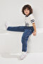 Koyu Mavi Erkek Çocuk Baggy Pamuklu Ayarlanabilir Lastikli Denim Pantolon Jean TKDSS24PL00005 - 2