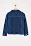 Blue Textured Crop Plus Size Denim Jacket Tbbss25Ag00008 - 7