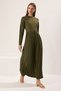 Khaki Skirt Pleated Scuba Knitted Dress Tctaw24El00000