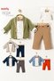 Knitted Gray Cardigan Bow Tie Animal Print Shirt Navy Pants 3 Piece Baby Boy Suit 15024 - 4