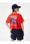 Comfortable Crop T-Shirt Printed on the Back Short Sleeve Crew Neck Organic Fabric - 4