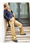 Style Unico Gold Leaf Plated Gabardine Trousers - 2