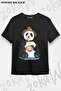 Unisex Oversize Fit Panda Eating Noodles Design Printed Tshirt