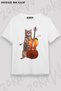 Unisex Oversize Mold Cello Cat Meowsicians Design Printed Tshirt
