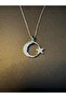 Zircon Stone Silver Moon Star Turkish Flag Steel Necklace - 2