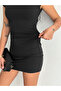 Crep Short Sleeve Drape Dress with Start Neck - 4
