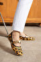 Star Model Accessory Detailed Casual Shoes Women's Leopard Pattern Ballerina Office Shoes Stc1081 - 2