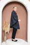 Blue Black Poncho Oversize Standard Size Front Zipper Seasonal Length 90 cm Shoulder to Sleeve 63 cm - 4
