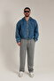 Men's Baggy Loose Fit Pique Trousers with Back Pockets - 6