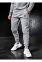 Men's Winter Gray Sweatpants Skinny Leg Slim Fit Jogger Two Thread Printed