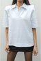 White Polo Collar Padded Shoulders T-Shirt - 5