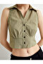 Sleeveless Crop Shirt Slim Fit Corset Detailed - 5