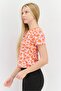 Women Slim Fit Short Sleeves Outdoors Top, Orange - 2