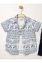 Stylish Patterned Shirt Leaf Print Adjustable Waist Short Sleeve Shorts 3-Piece Set Children's and Baby Clothing Special - 5