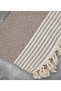 Natural Buldan Work Arms Knitted Sofa Sofa Bed Seat Cover 180x300 Large Size Cotton Woven - Brown - 6