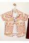 Stylish Patterned Shirt Leaf Print Adjustable Waist Short Sleeve Shorts 3-Piece Set Children's and Baby Clothing Special - 5