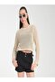Glossy Textured Knitting Mesh Bluz