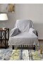 Buldan Work Arms Knitted Single Sofa Armchair Cover 180x150 Large Size 100% Cotton Woven - Light Gray