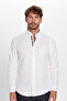 White Oxford Texture Shirt - Men's, Slim Fit, Long Sleeve, Easy Ironing, Buttoned Collar - 4