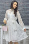 Women's Bell French Guipure Buttoned Large Size Evening Dress - 3