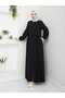 Sg Sarial Clothing New Season Stylish Stone Embroidered Summer Abaya Style Ferace with Ruched Details - 4