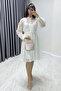 Women's Bell French Guipure Buttoned Large Size Evening Dress