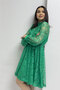 Women's Bell French Guipure Buttoned Evening Dress, Green - 3