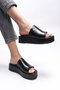 Mahthyl Women's Slippers 001277 Black Wrinkled Patent Leather - 3