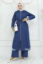 Hooded Ribbed Denim Suit Light Blue 19244 - 3