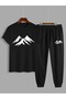 Printed Tracksuit Set T-Shirt Jogger Sweatpants - Bottom Top Set - 2
